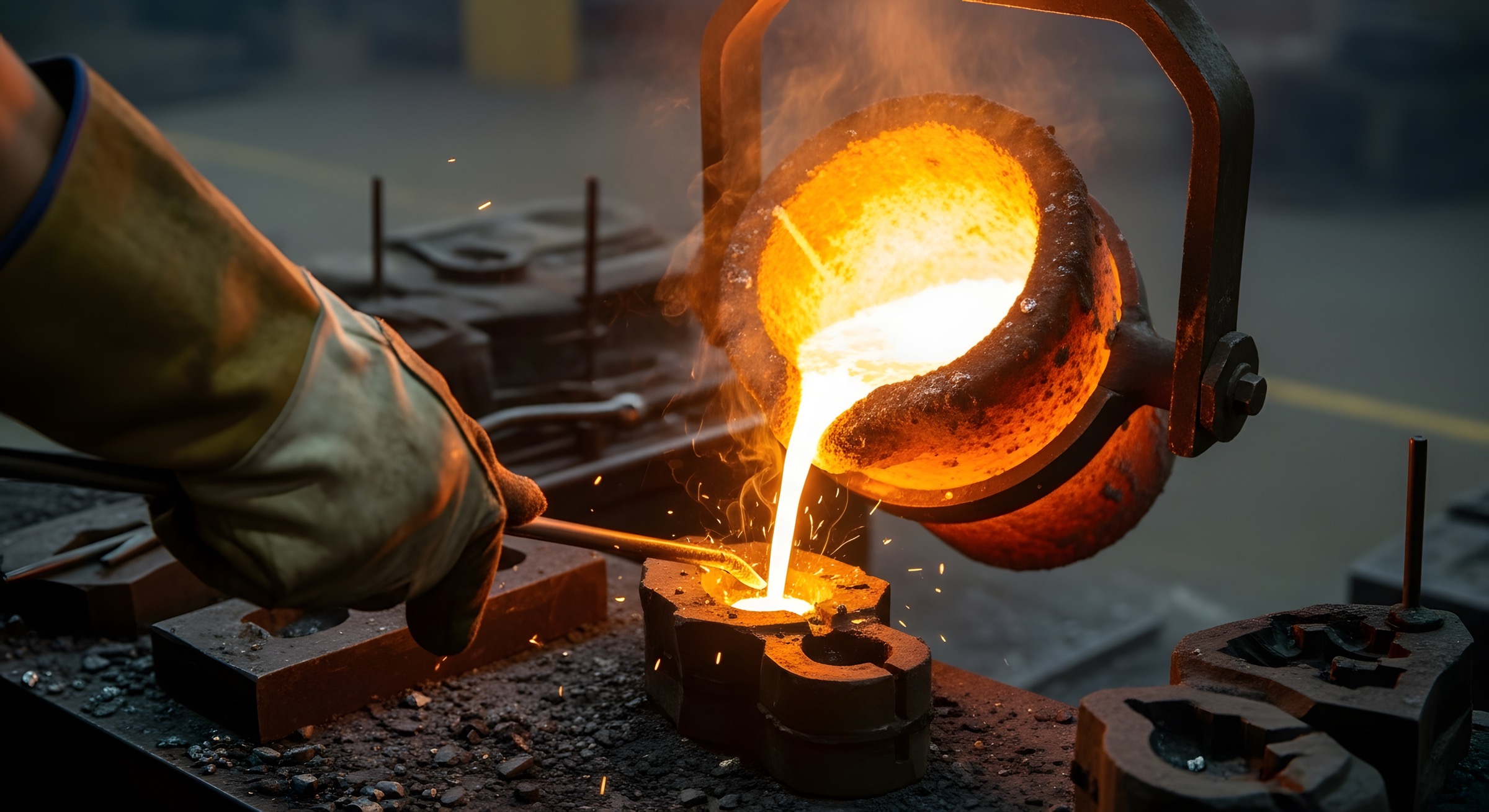 Proceso de fundición de oro